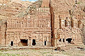Petra - the sun of the sunset illuminates the magnificent Royal Tombs 